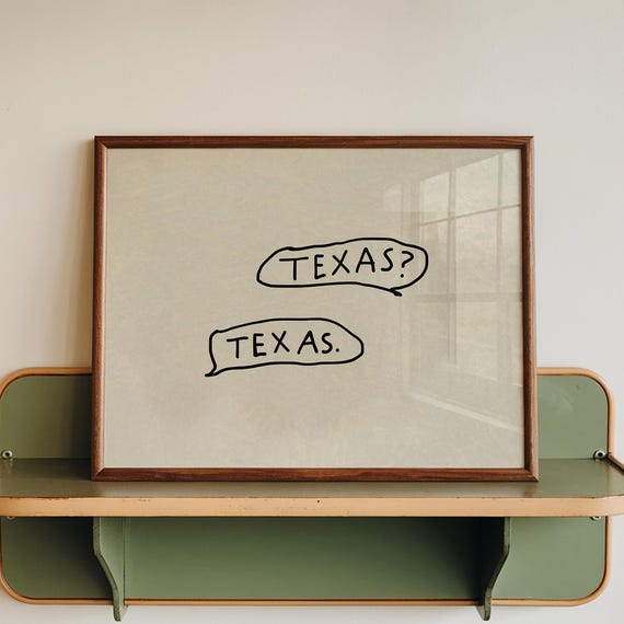 Texas Handdrawn State Love Art Print