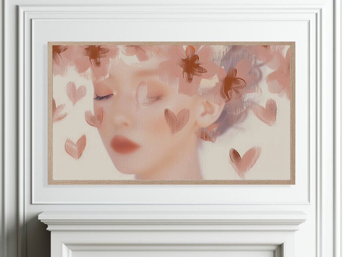 Frame Tv Portrait Art Romantic Beauty In Love Abstract Moody Woman Oil Painting Happy Valentines Day Frame Tv Art Farmhouse Decor - Image 4