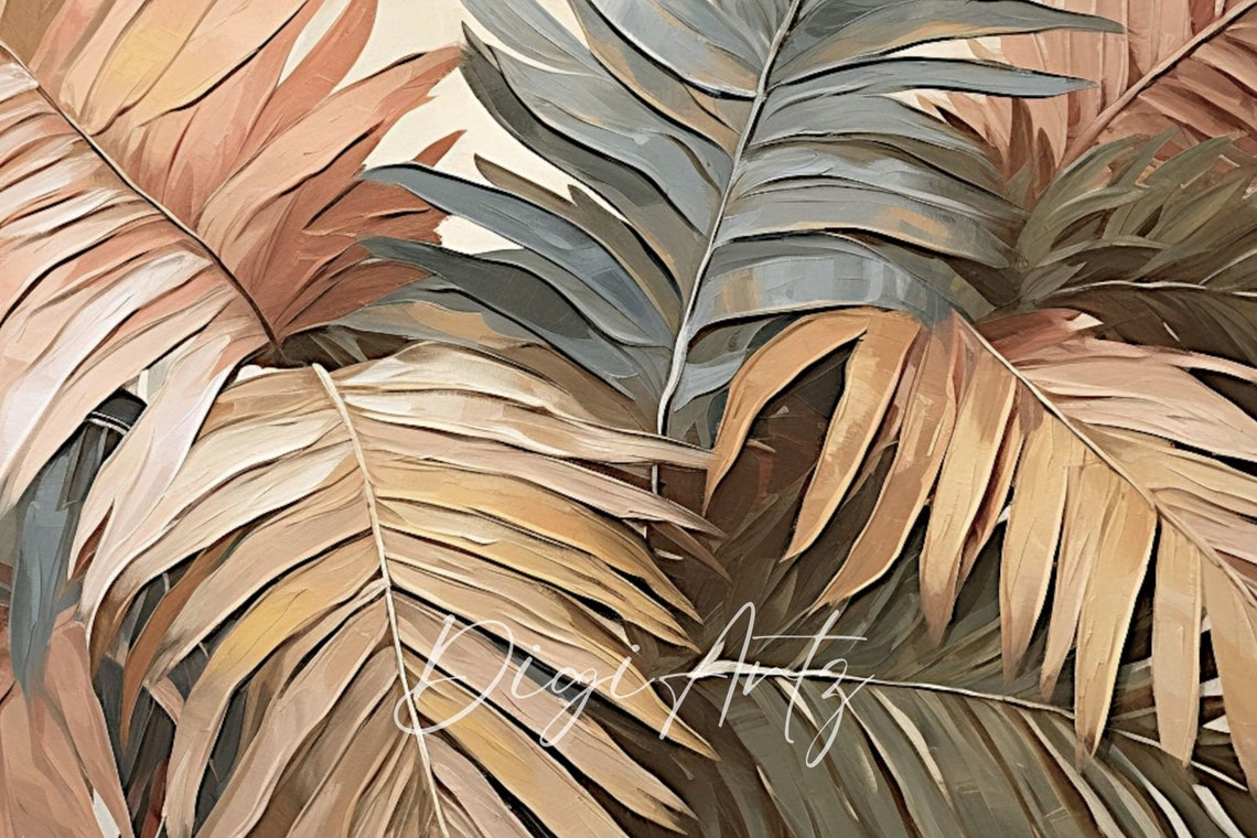 Painterly Palm Fronds In Terracotta And Slate Gray Tones Poster - Image 6