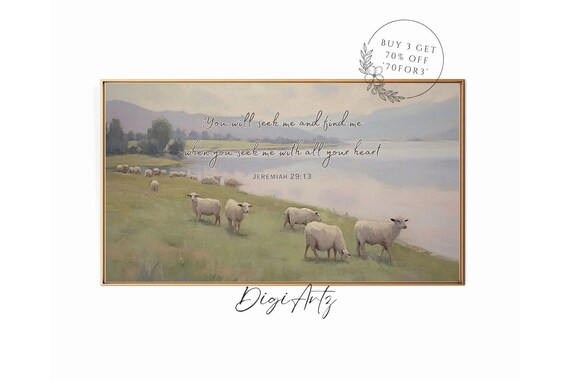 Jeremiah 29 Seek Me And Find Me Sheep Pasture Scripture Poster