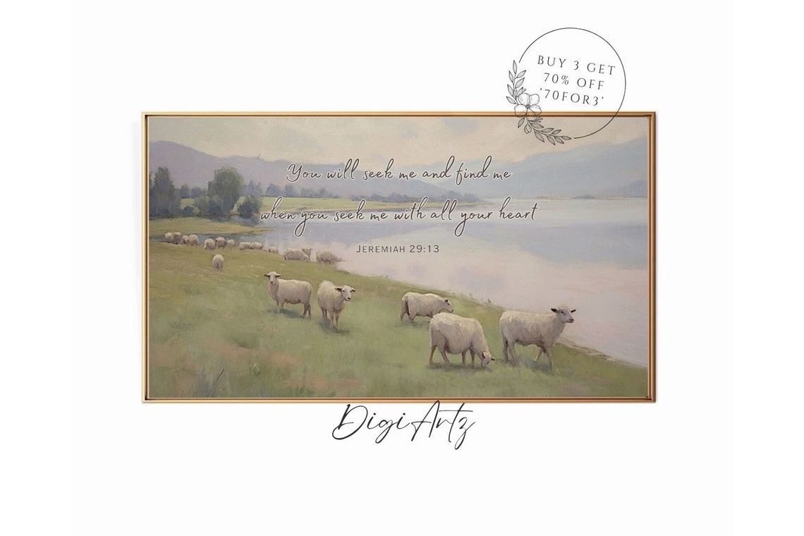 Jeremiah 29 Seek Me And Find Me Sheep Pasture Scripture Poster