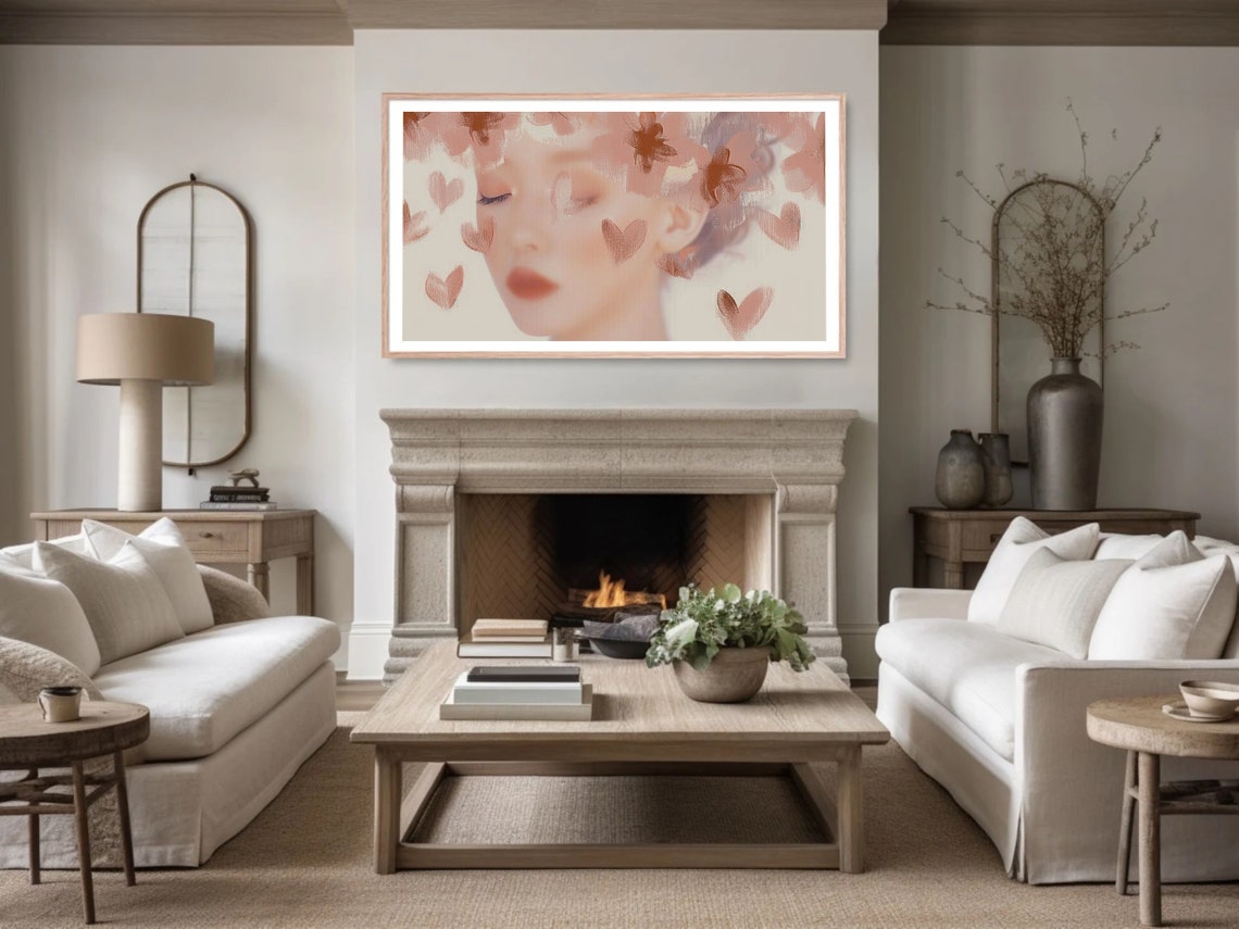 Frame Tv Portrait Art Romantic Beauty In Love Abstract Moody Woman Oil Painting Happy Valentines Day Frame Tv Art Farmhouse Decor - Image 5