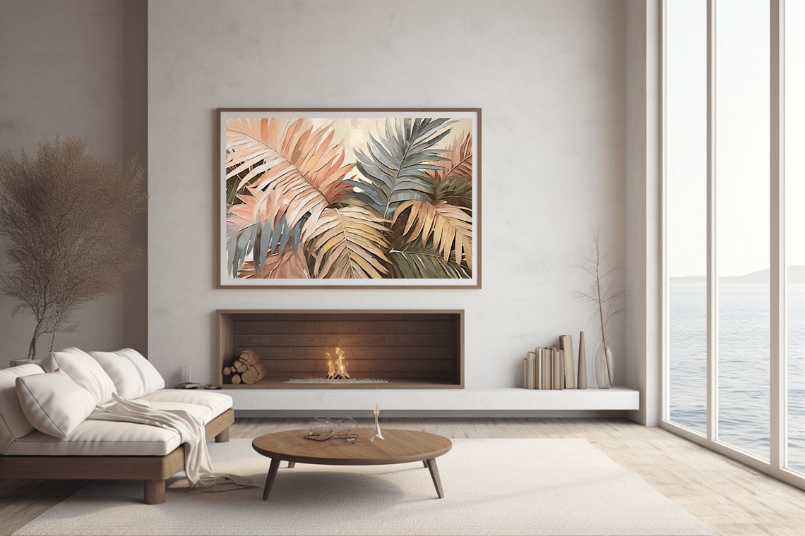 Painterly Palm Fronds In Terracotta And Slate Gray Tones Poster - Image 3