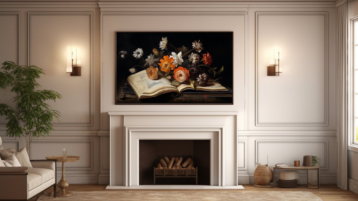 Dutch Master Style Floral Still Life On An Open Book Dark Poster - Image 5