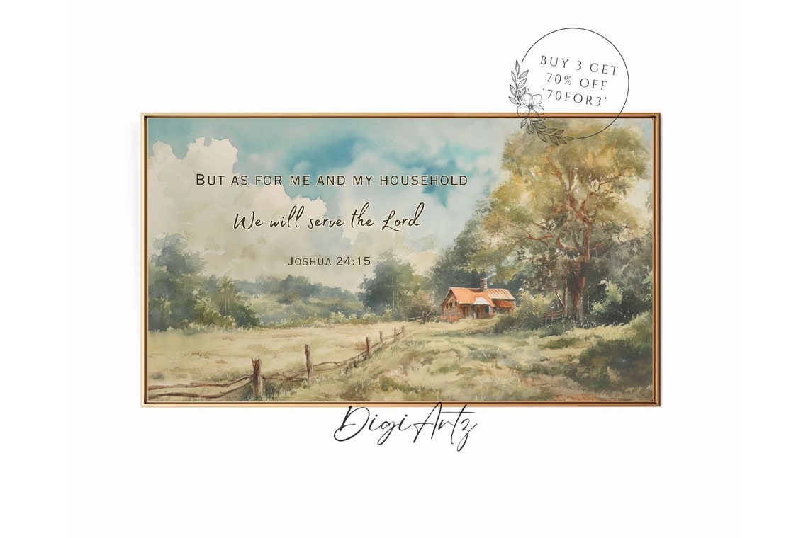 We Will Serve The Lord Joshua 24 15 Farm Watercolor Scripture Poster - Image 6