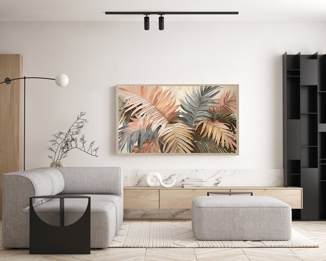 Painterly Palm Fronds In Terracotta And Slate Gray Tones Poster - Image 5