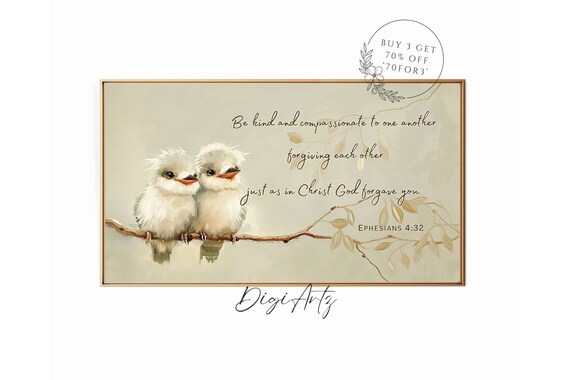 Be Kind Ephesians 4 32 Bible Verse With Cute Baby Birds Poster