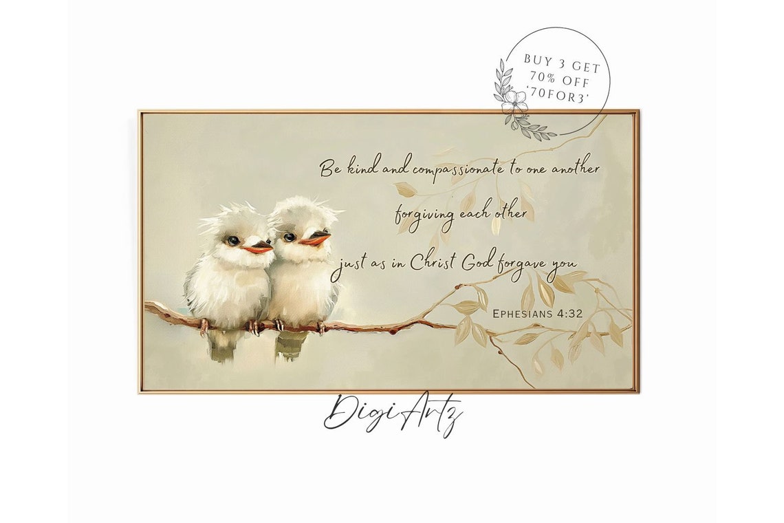 Frame Tv Christian Print Bible Verse Ephesians 4 Scripture Be Kind And Compassionate Forgiving Each Other Bible Quote Frame Tv Art