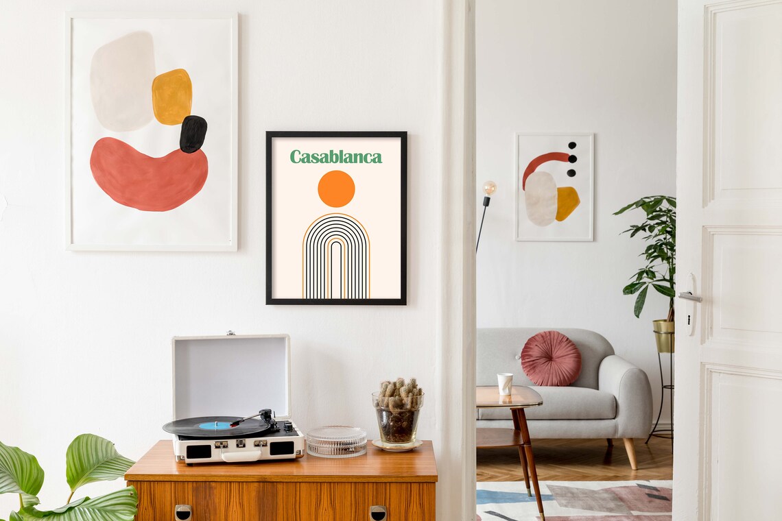 Casablanca Retro Vintage Sun Arch Mid Century Travel Warm Poster - Image 2