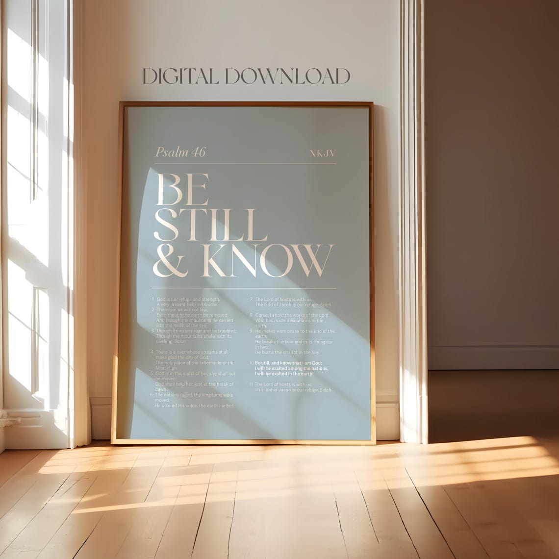 Psalm 46 Be Still And Know Coastal Blue Granddaughter Prints Bible Verse Wall Bible Chapter Poster Scripture Blue Wall Art - Image 3