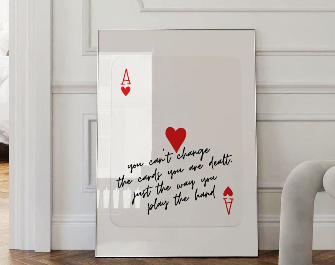 Ace Of Hearts Retro Poster, Motivational Wall Art