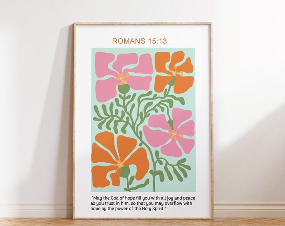 Floral Christian Wall Art Romans Scripture Religious Poster Wall Decor Faith Poster Bible Verse Baptism Gift Gift For Christian