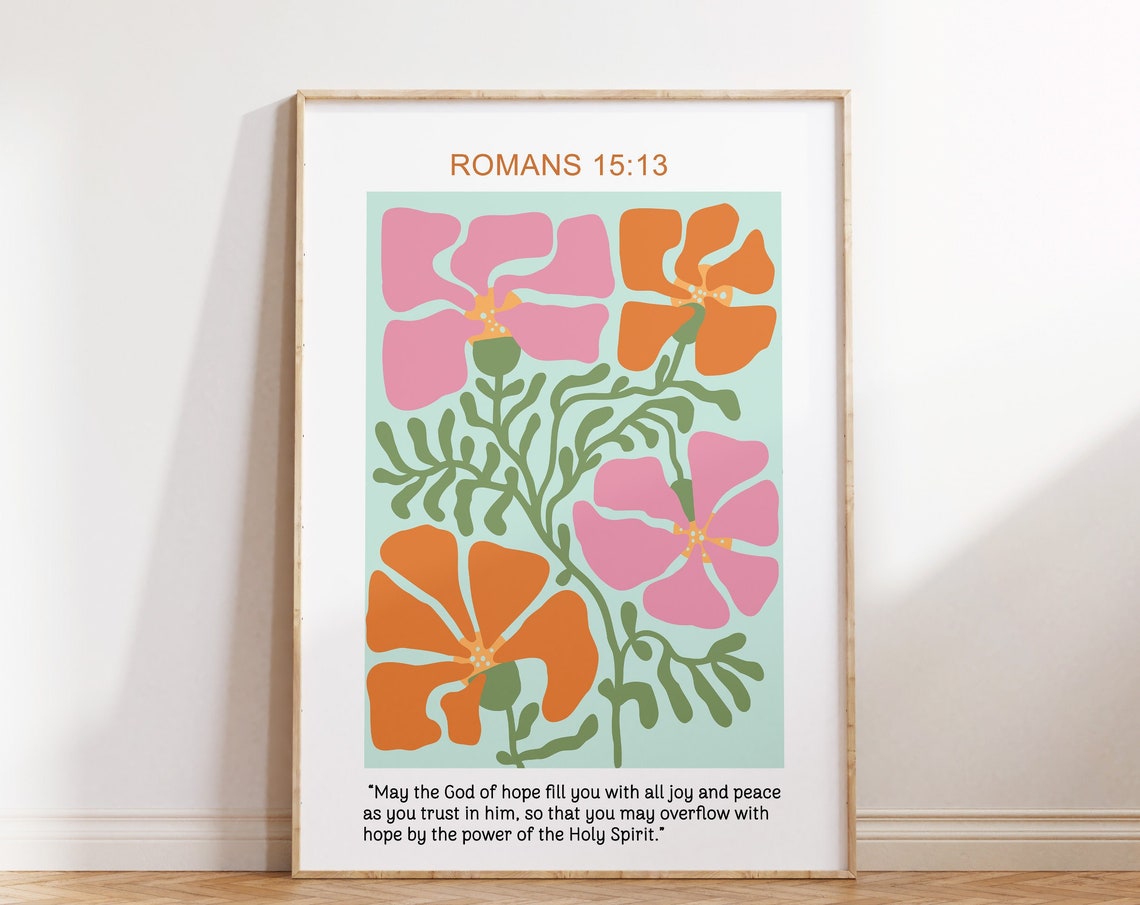 Floral Christian Wall Art Romans Scripture Religious Poster Wall Decor Faith Poster Bible Verse Baptism Gift Gift For Christian