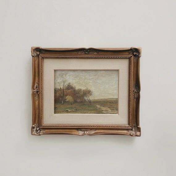 Golden Autumn Foliage Trees Vintage Fall Landscape Oil Painting Poster