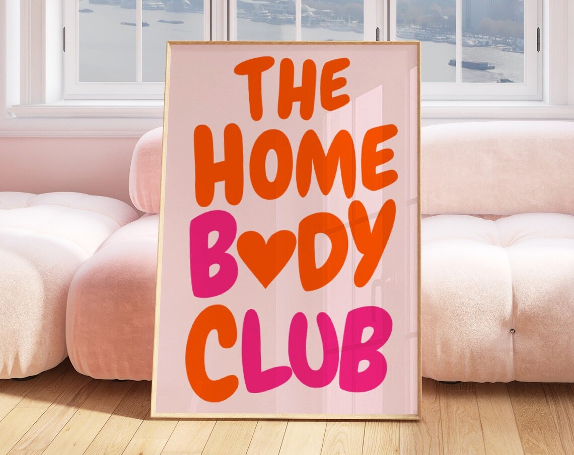 The Homebody Club Orange Pink Heart Typography Girly Dorm Poster - Image 4