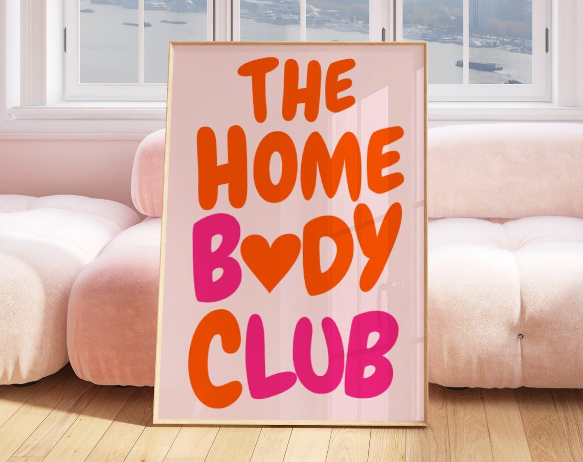 The Homebody Club Print Neutral Retro Print Trendy Quote Print Pink And Orange Prints The Homebody Club Poster Bar Cart Art - Image 4