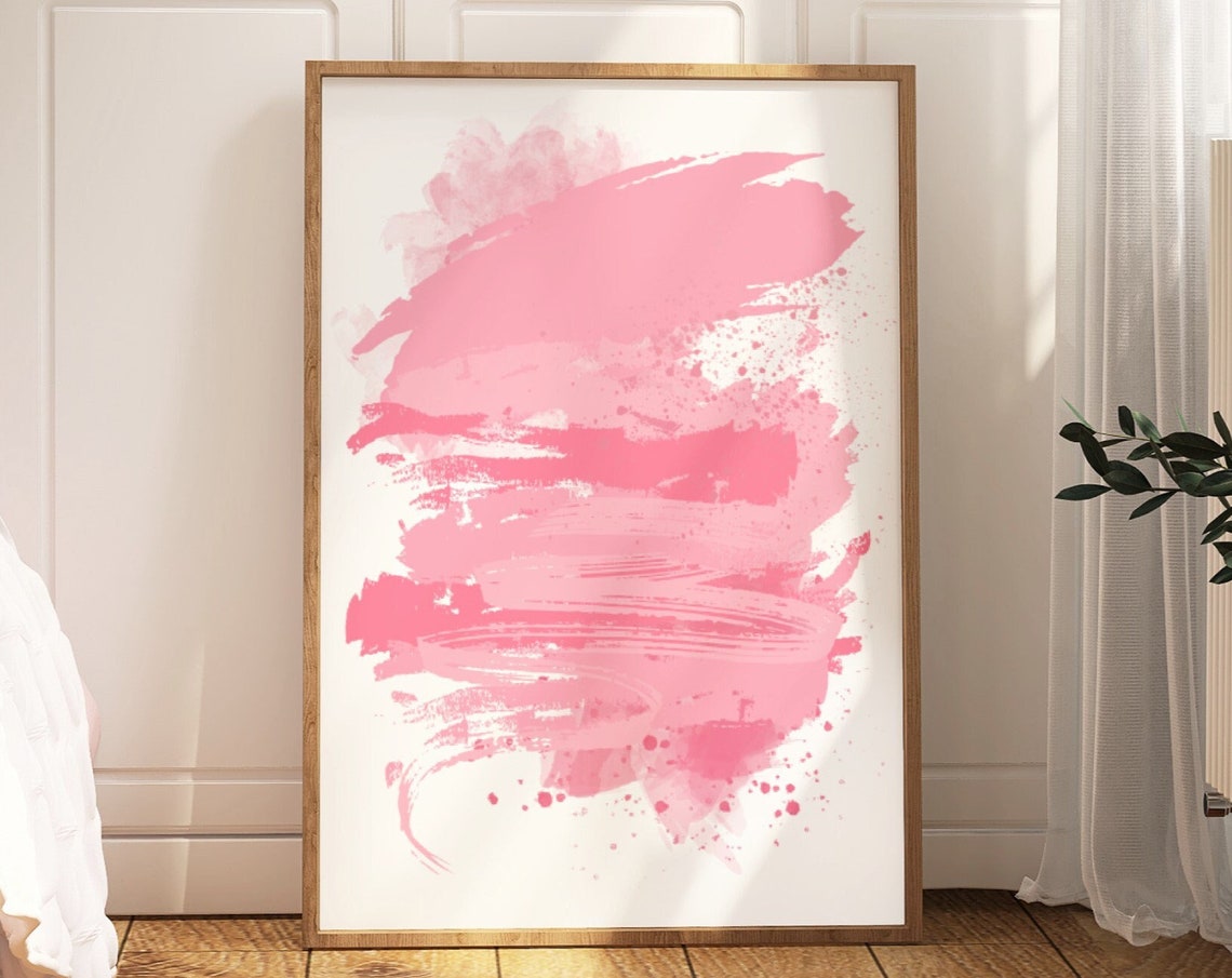 Blush Pink Brush Stroke Abstract Watercolor Pastel Art Poster
