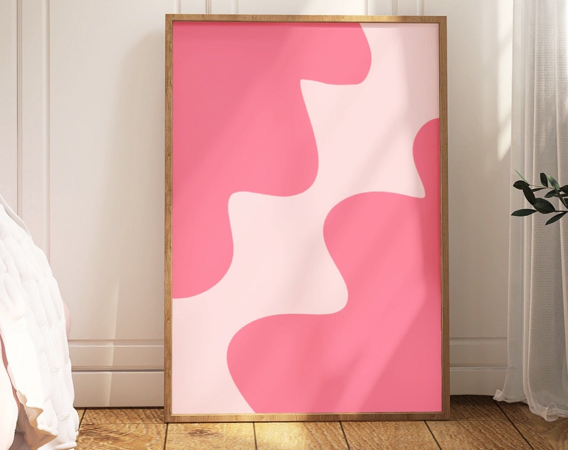 Hot Pink Wavy Abstract Organic Shape Groovy Retro 70s Poster - Image 4