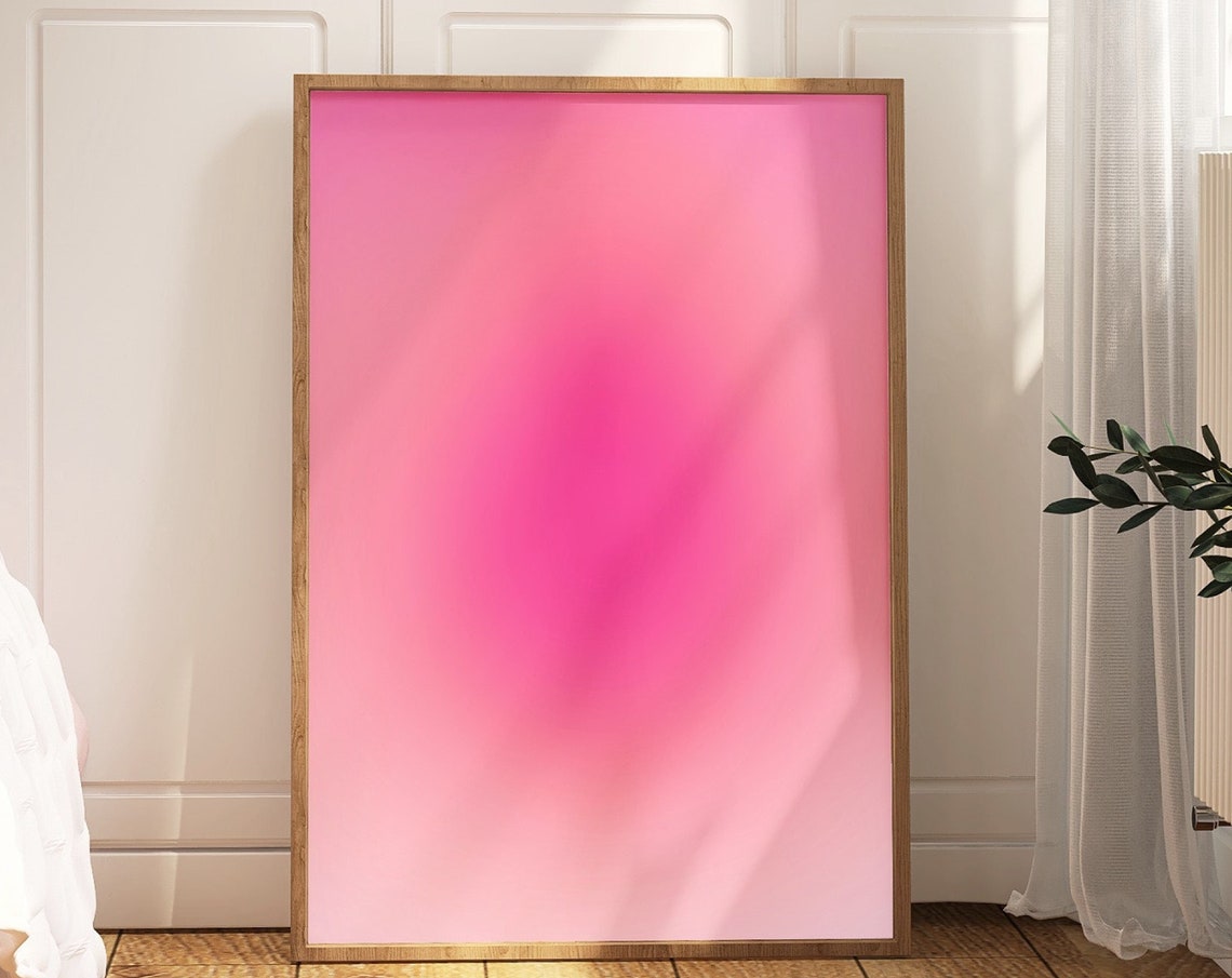 Pink Gradient Aura Dreamy Abstract Minimalist Aesthetic Decor Poster - Image 3