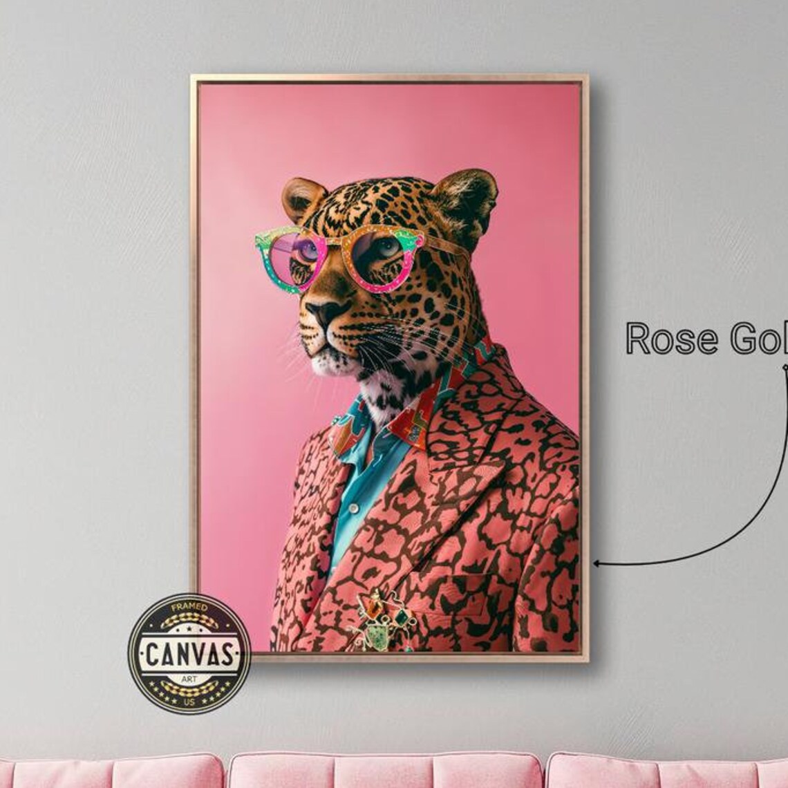 Leopard in Suit Art Print, Fashion Animal Whimsy