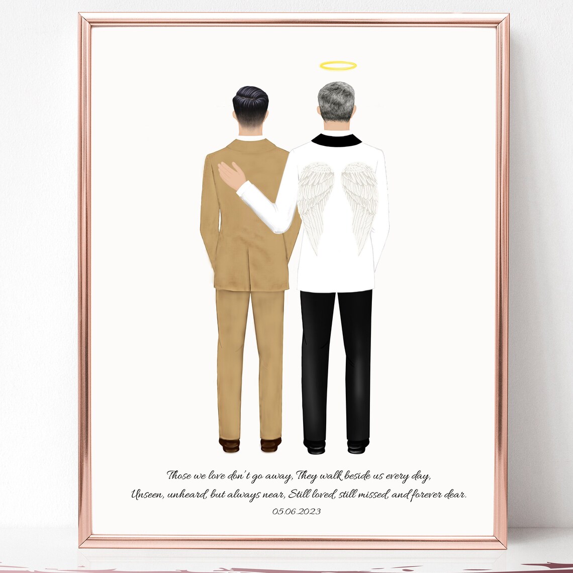 Groom And Passed Angel Grandfather Memorial Poem Tribute Wall Art