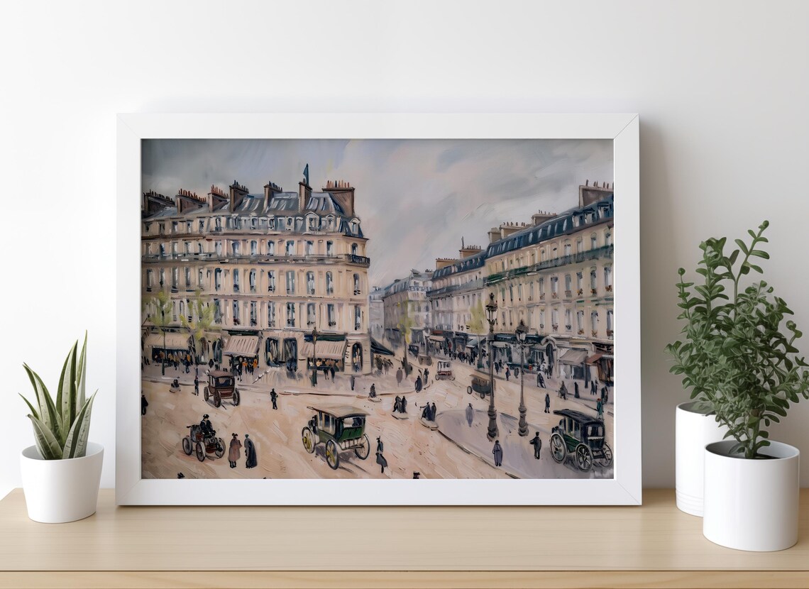 1800s Paris Square With Horse Carriages Vintage Cityscape Poster - Image 5