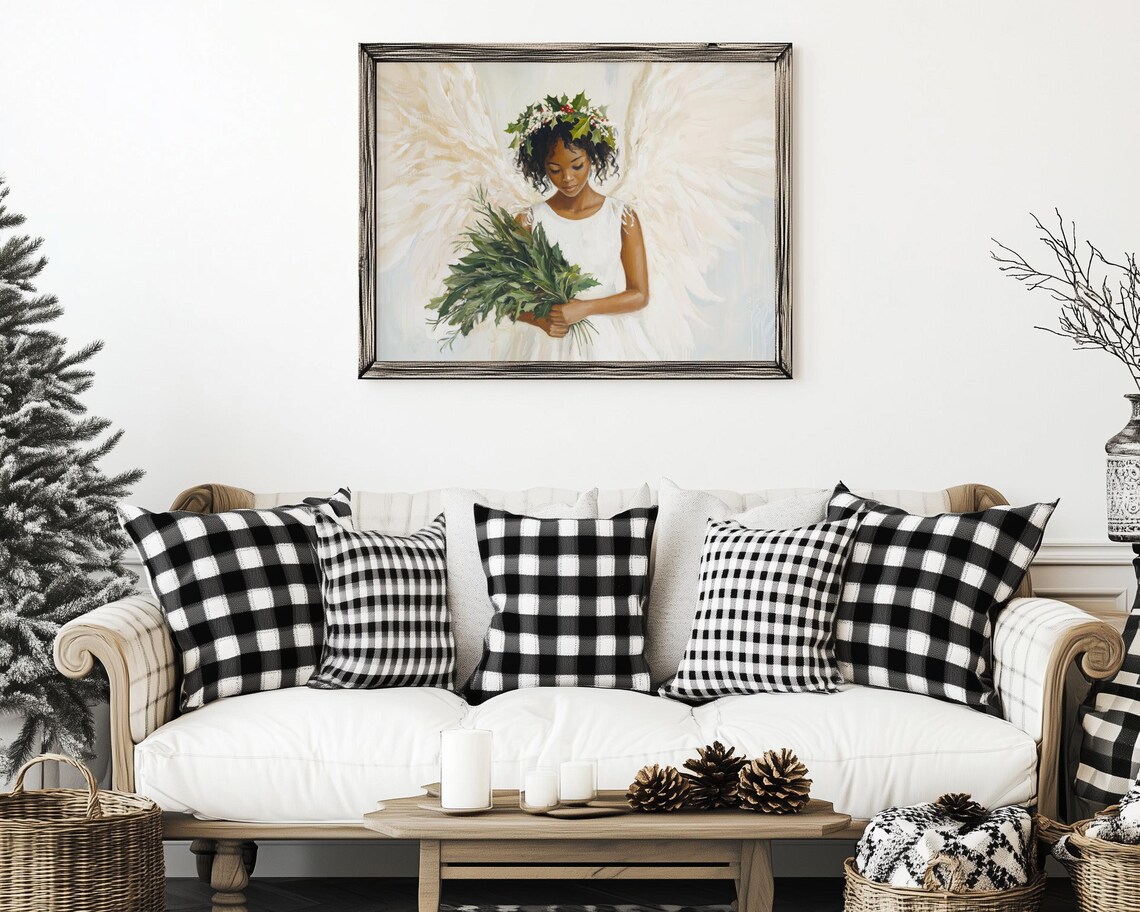 Angelic Christmas Angel Holly Painting Art Print - Image 5