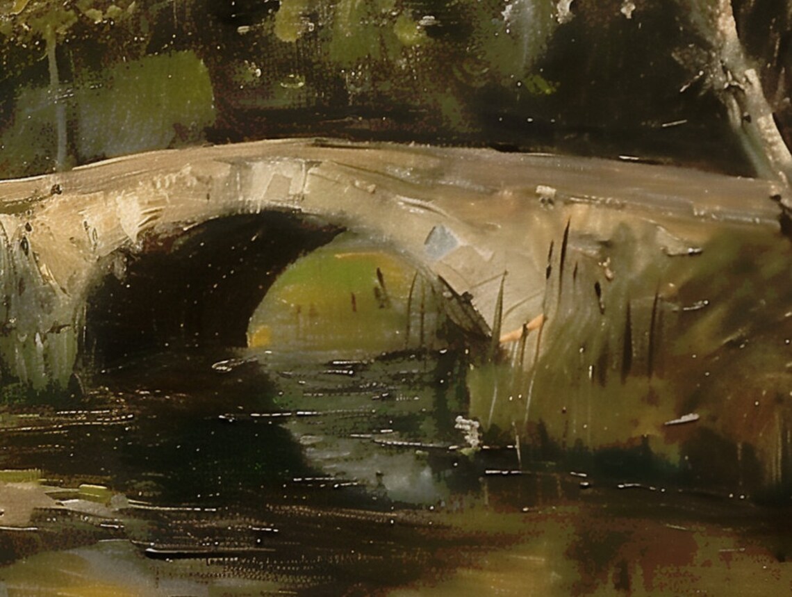 Denmark Cabin River Vintage Bridge Landscape Art Print - Image 6