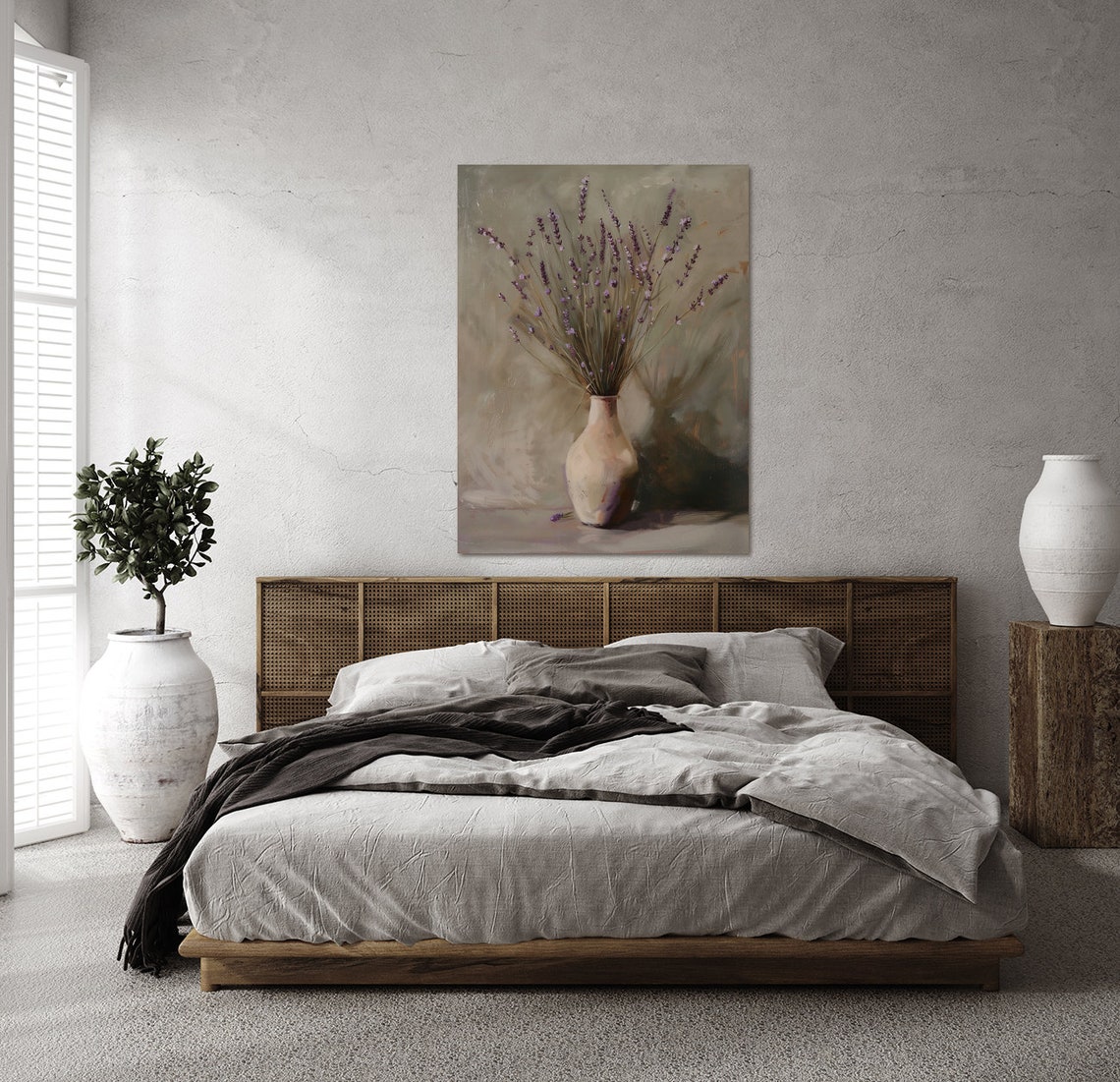 Lavender Sprigs in Ceramic Vase Vintage Style Botanical Poster - Image 2