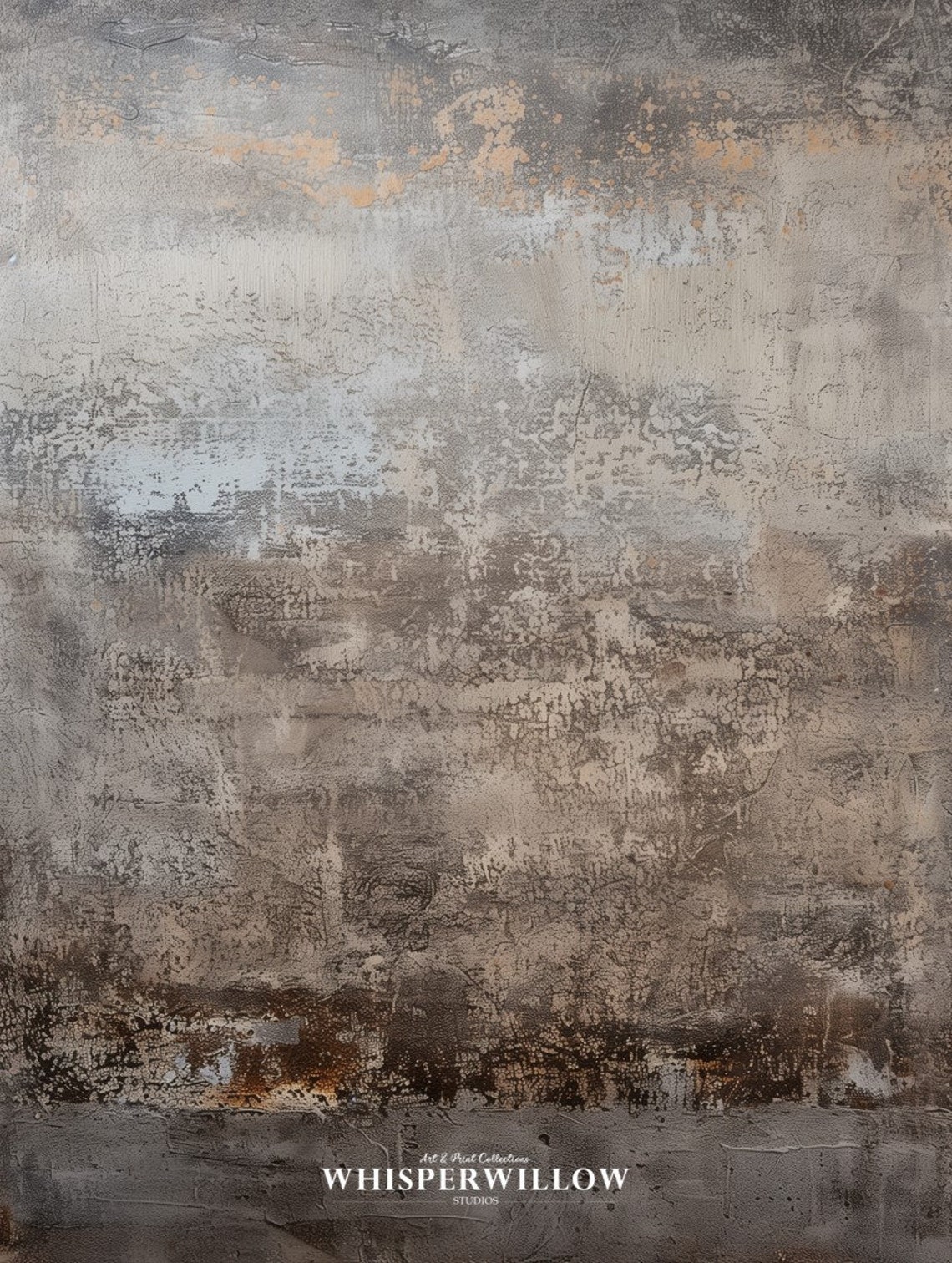 Muted Gray and Beige Textured Abstract Neutral Painting Poster - Image 6