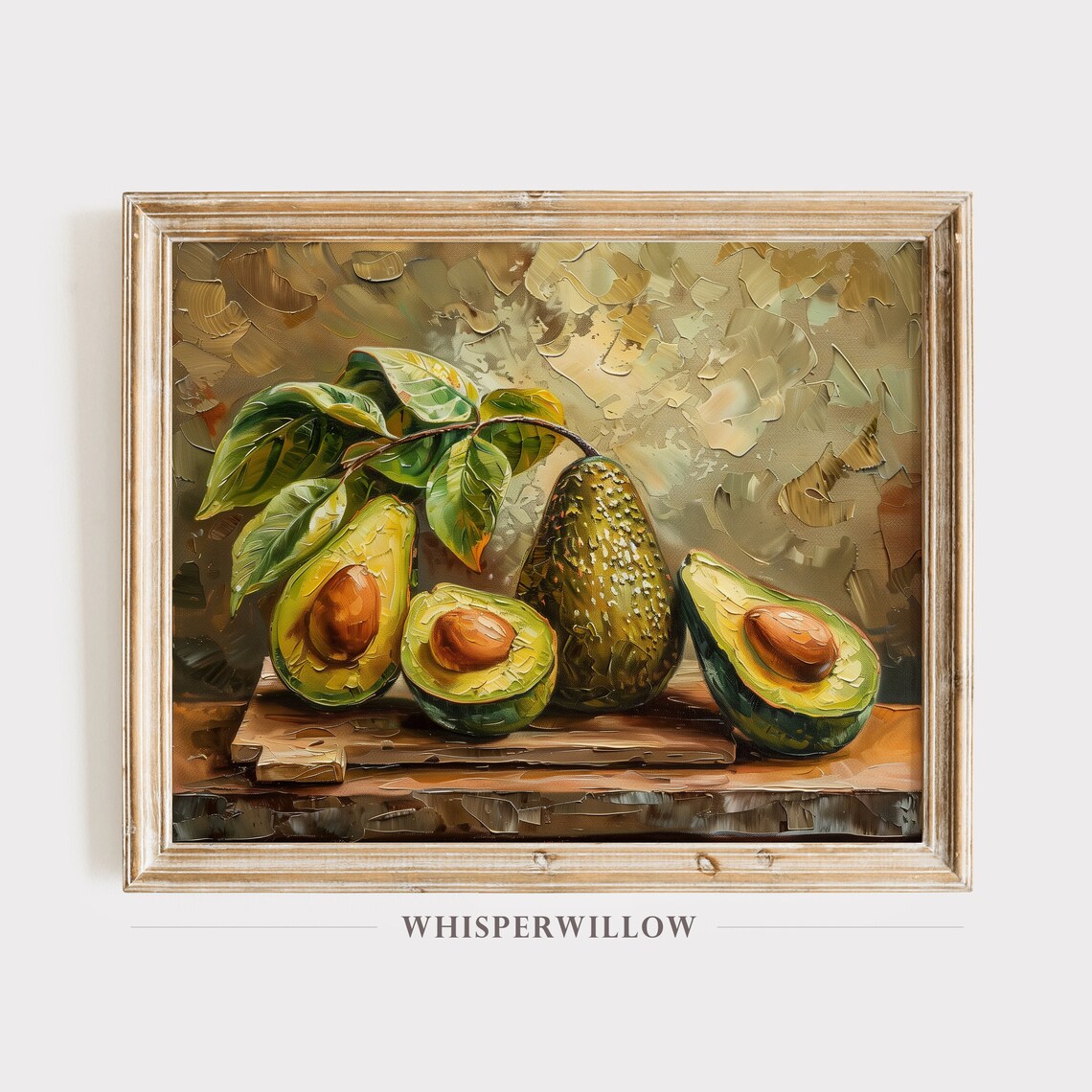 Avocado Still Life Textured Impasto Oil Painting Kitchen Art Poster