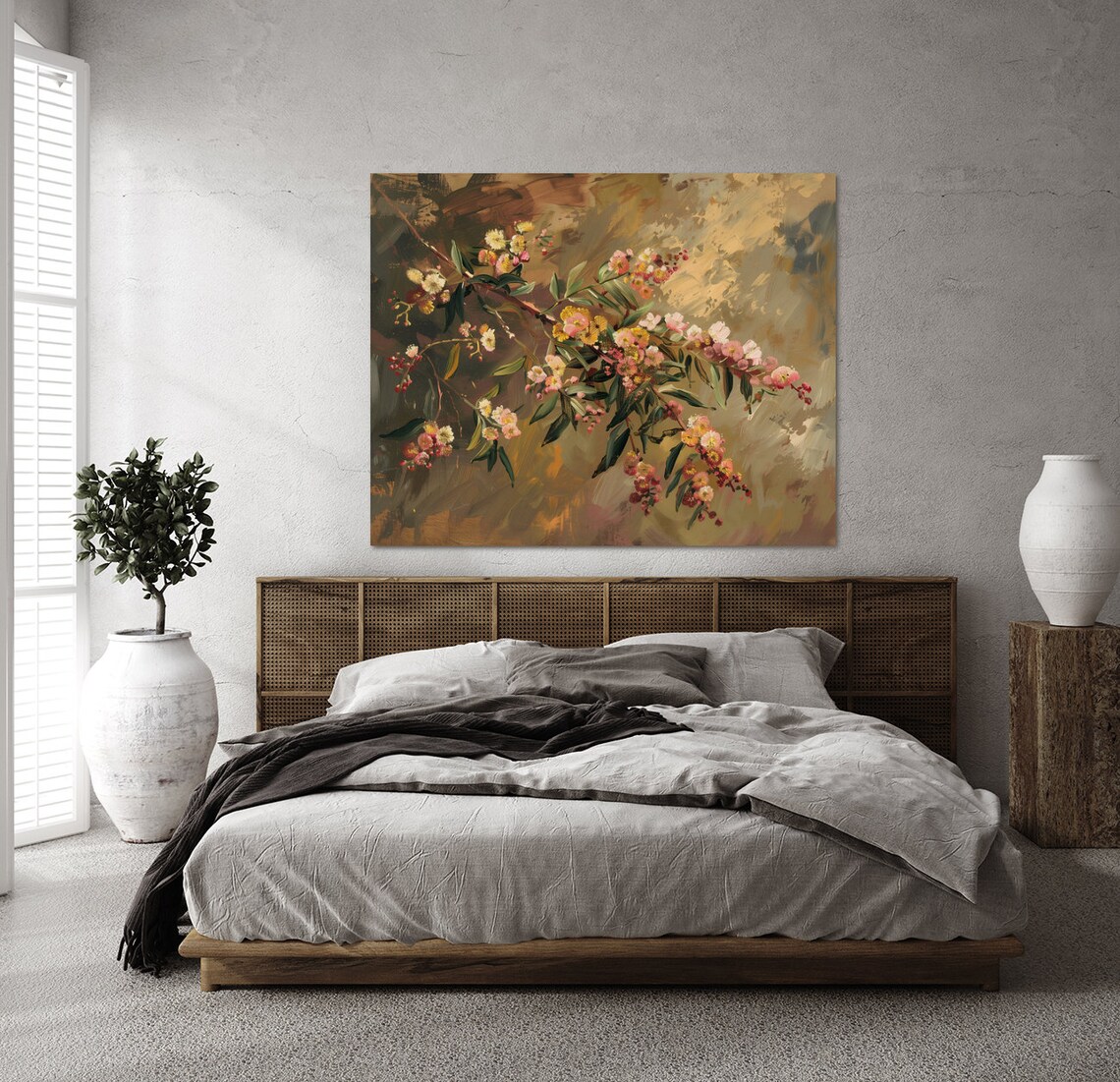 Mimosa Branch Still Life Painting Yellow Spring Flowers Print - Image 2
