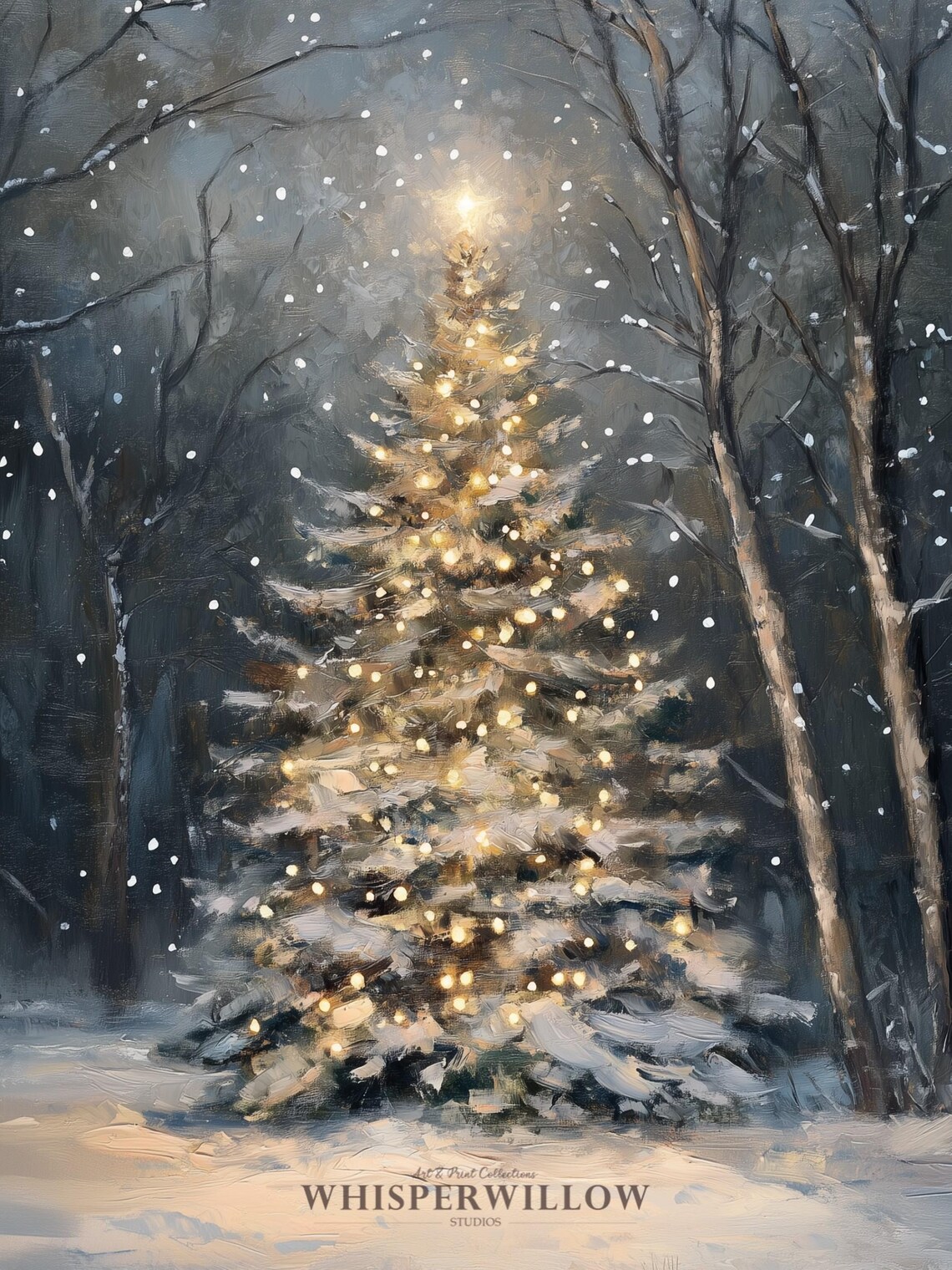 Magical Christmas Tree in Forest, Holiday Wall Art - Image 6