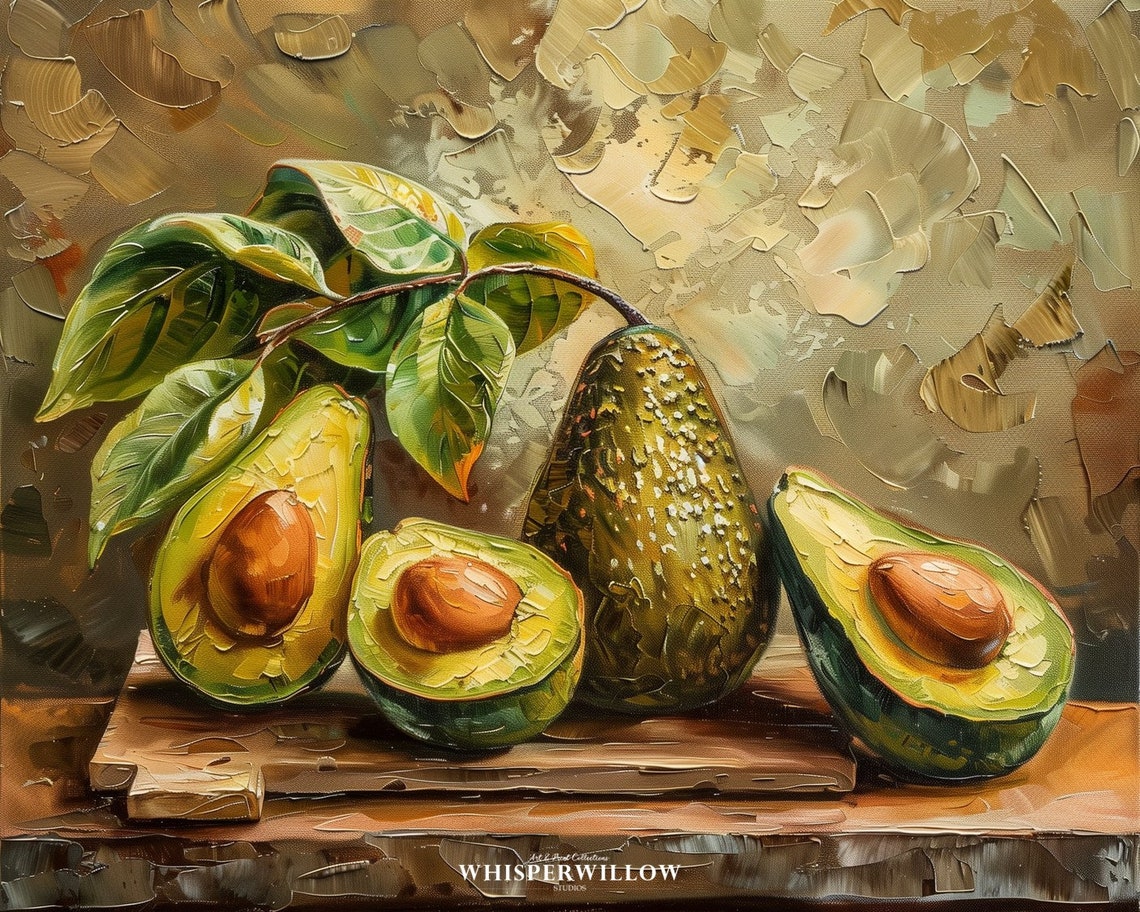 Avocado Still Life Textured Impasto Oil Painting Kitchen Art Poster - Image 6