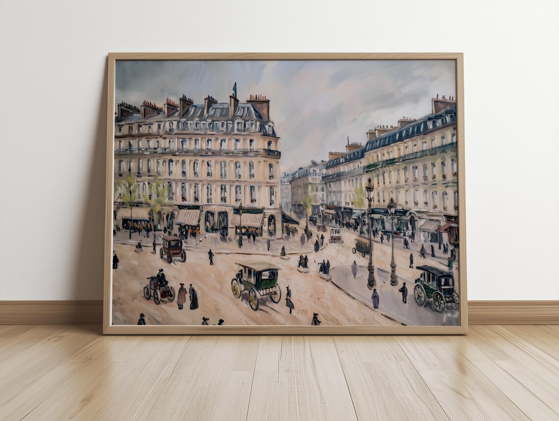 1800s Paris Square With Horse Carriages Vintage Cityscape Poster - Image 3