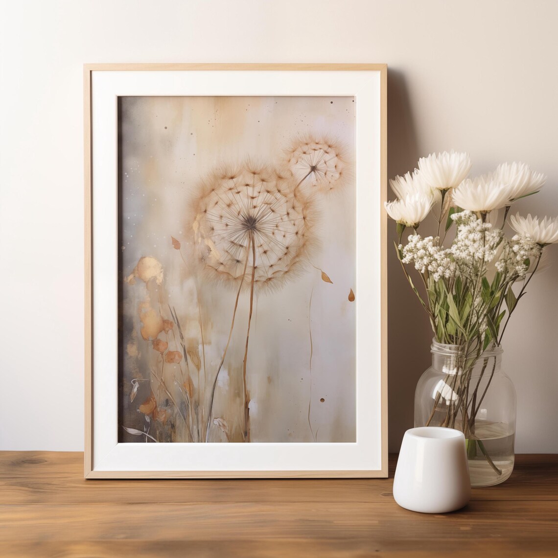 Moody Dandelion Painting, Vintage Botanical Art Print - Image 4