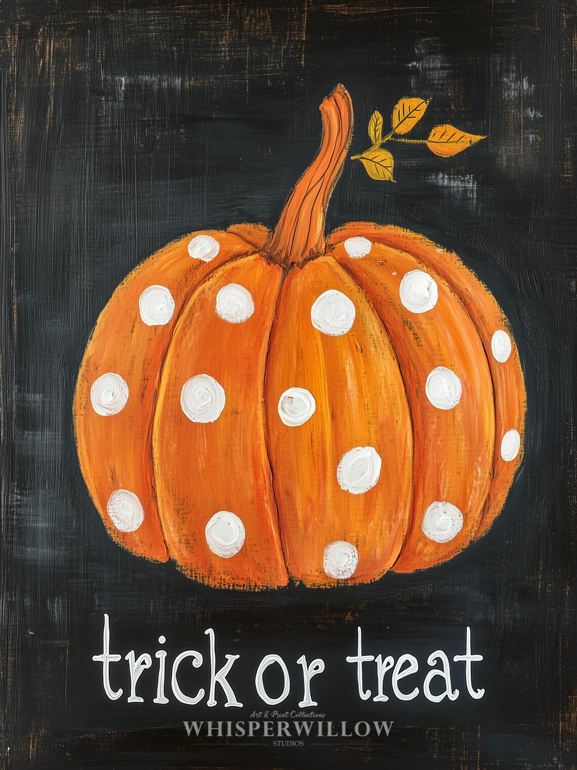Polka Dot Pumpkin Trick or Treat Painting Cute Halloween Poster - Image 6