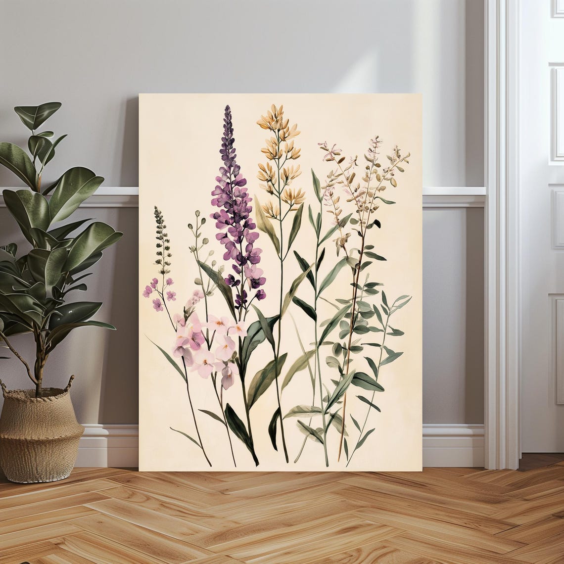 Delicate Purple and Pink Wildflower Botanical Illustration Poster - Image 3