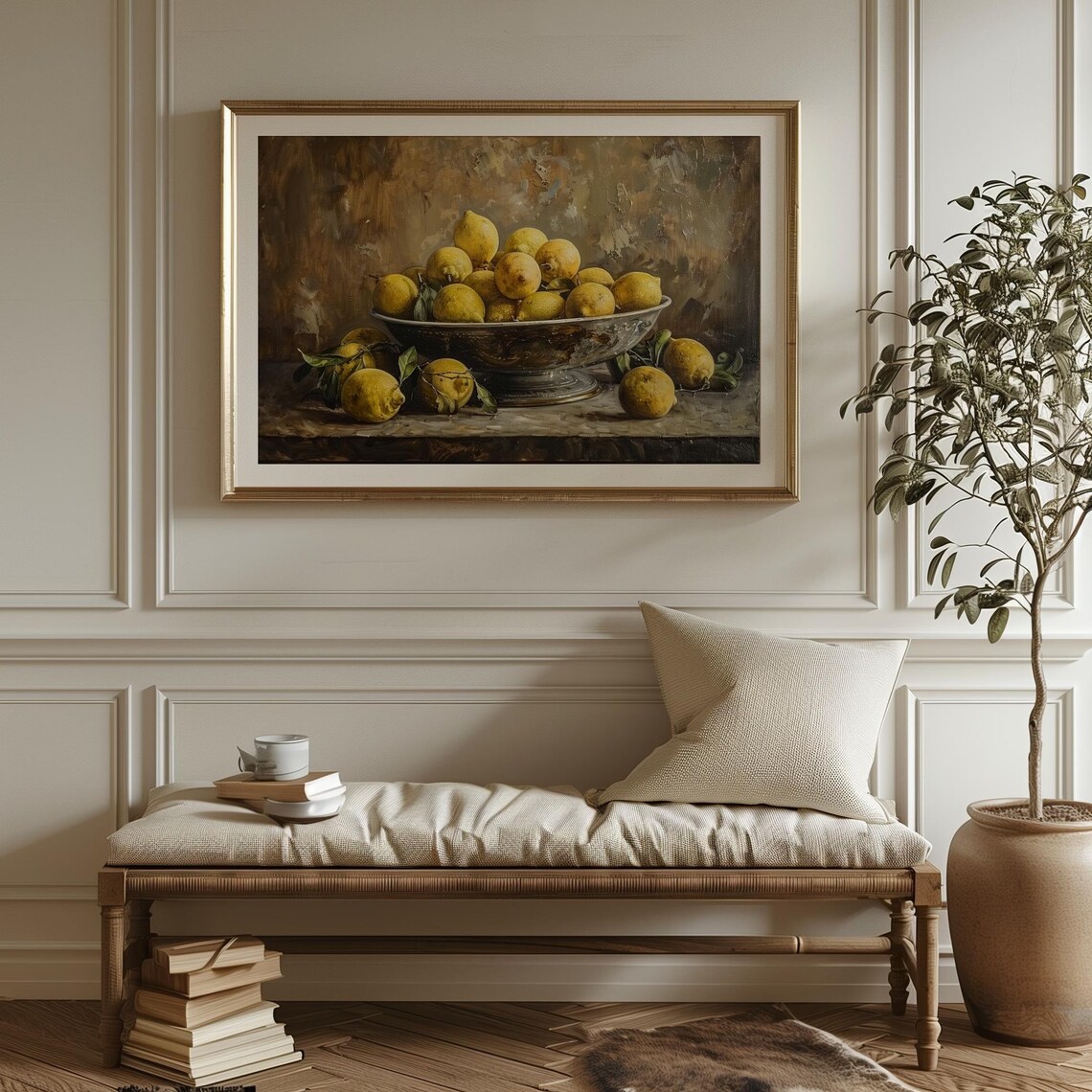 Bowl Of Lemons Rustic Still Life Warm Vintage Kitchen Art Poster - Image 4