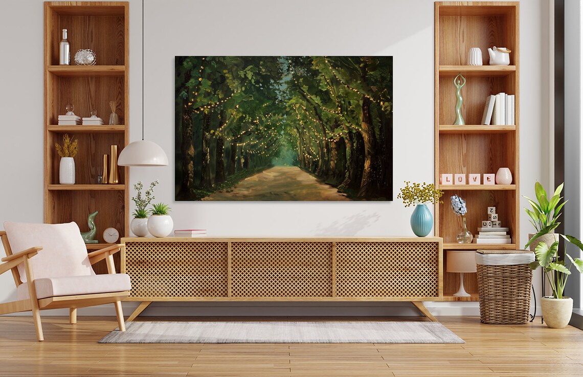 Magic Tree Lights Path, Majestic Tree Art Print - Image 3