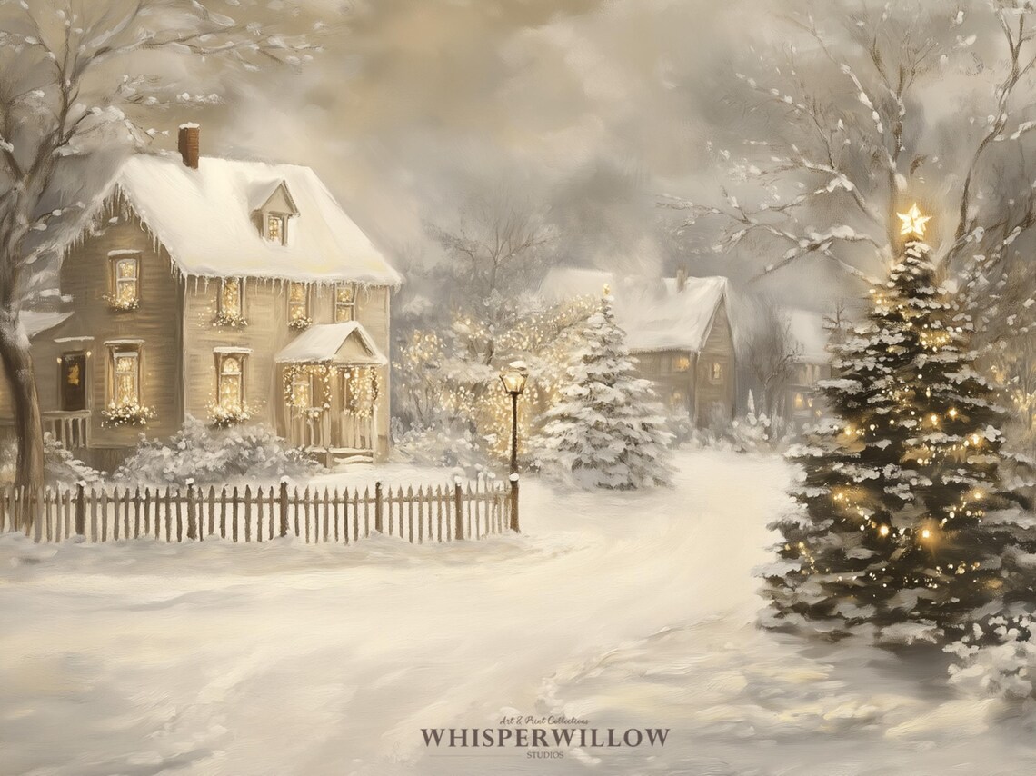 Enchanted Winter Cottage Wonderland Holiday Art Print - Image 6