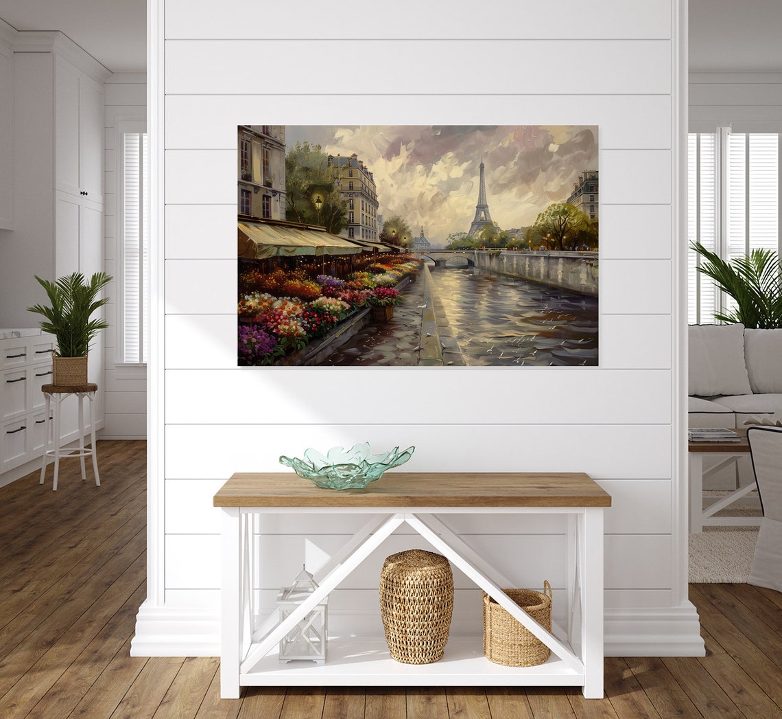 Paris Flower Market Eiffel Tower Romantic Seine Riverside Poster - Image 2