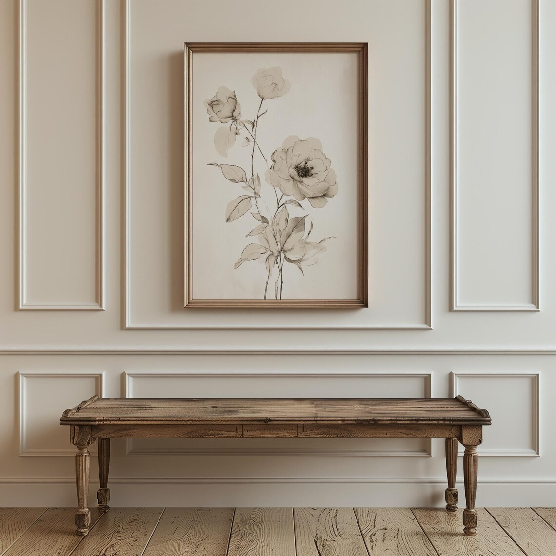 Antique Sepia Rose Sketch Vintage Botanical Blossom Drawing Poster - Image 3