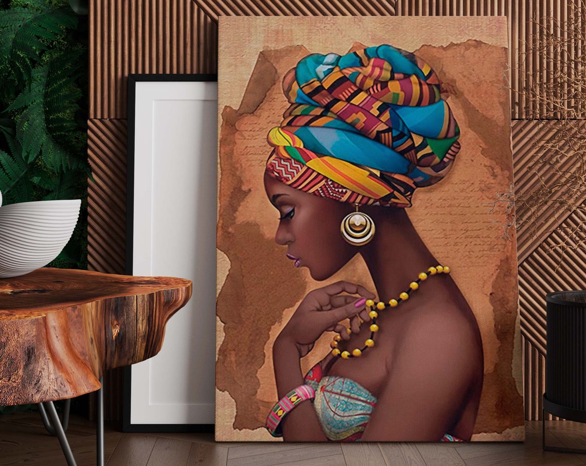 Modern African Woman Painting Wall Art Poster Home Decoration For Living Room Print On Canvasethnic Ladies Artafrican Lady