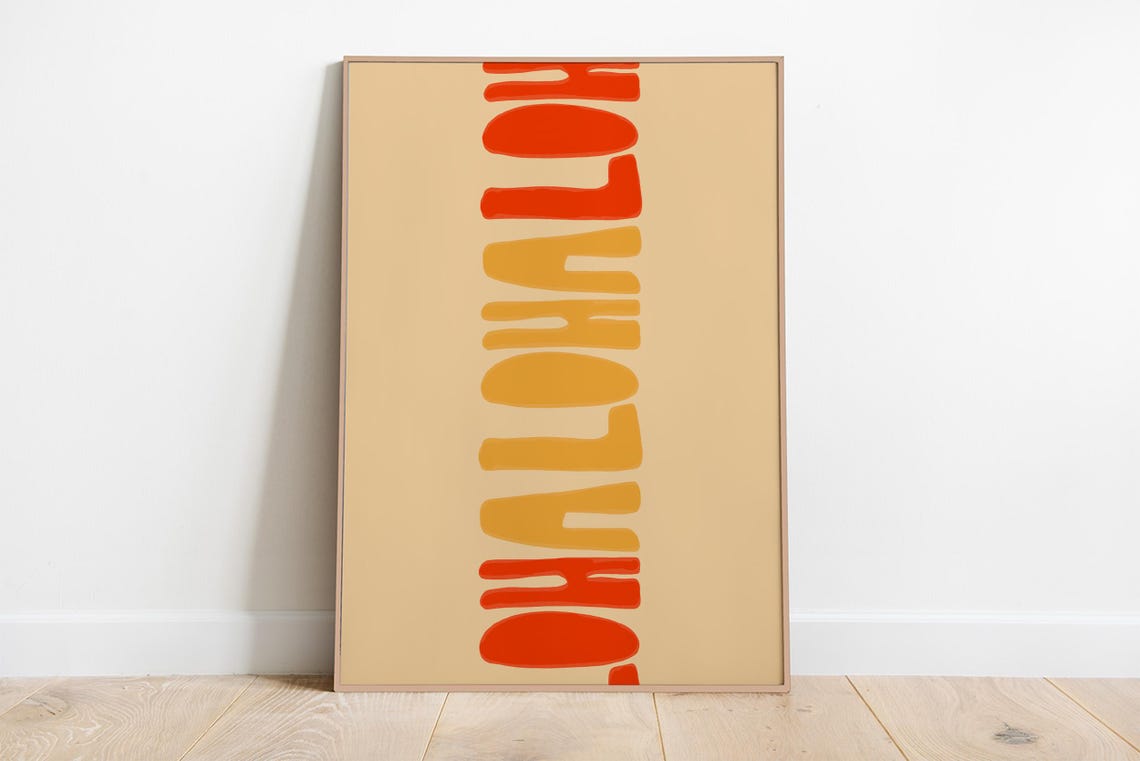 Aloha Retro Wavy Gradient Orange Typography Beach Decor Wall Art - Image 2