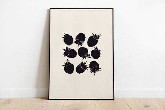 Blackberries Botanical Art Print, Kitchen Wall Art