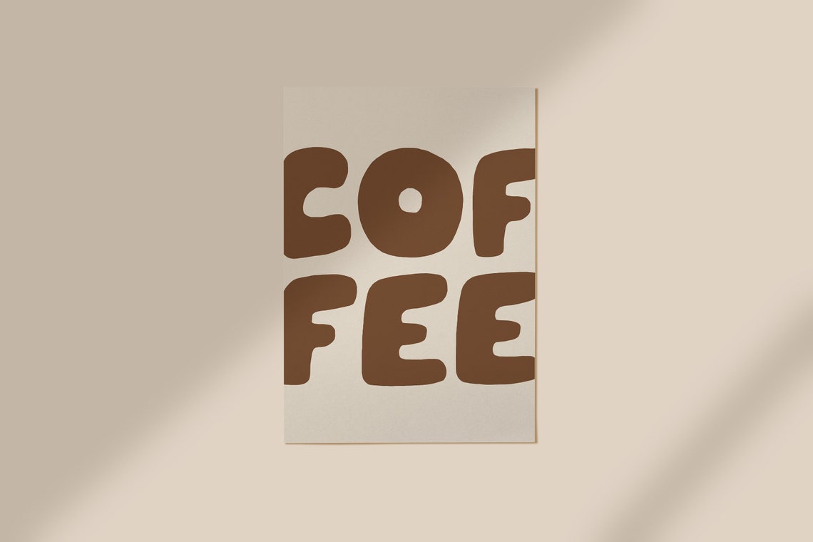 Brown Bold COFFEE Typography Modern Minimalist Kitchen Wall Art - Image 2