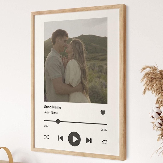 Custom Song Couple Photo Spotify Style Personalized Gift Wall Art