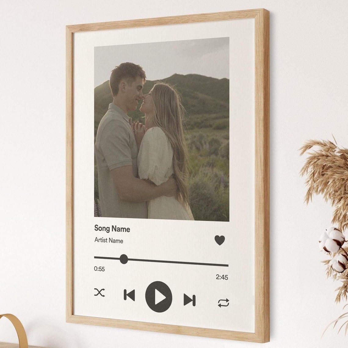 Custom Song Couple Photo Spotify Style Personalized Gift Wall Art