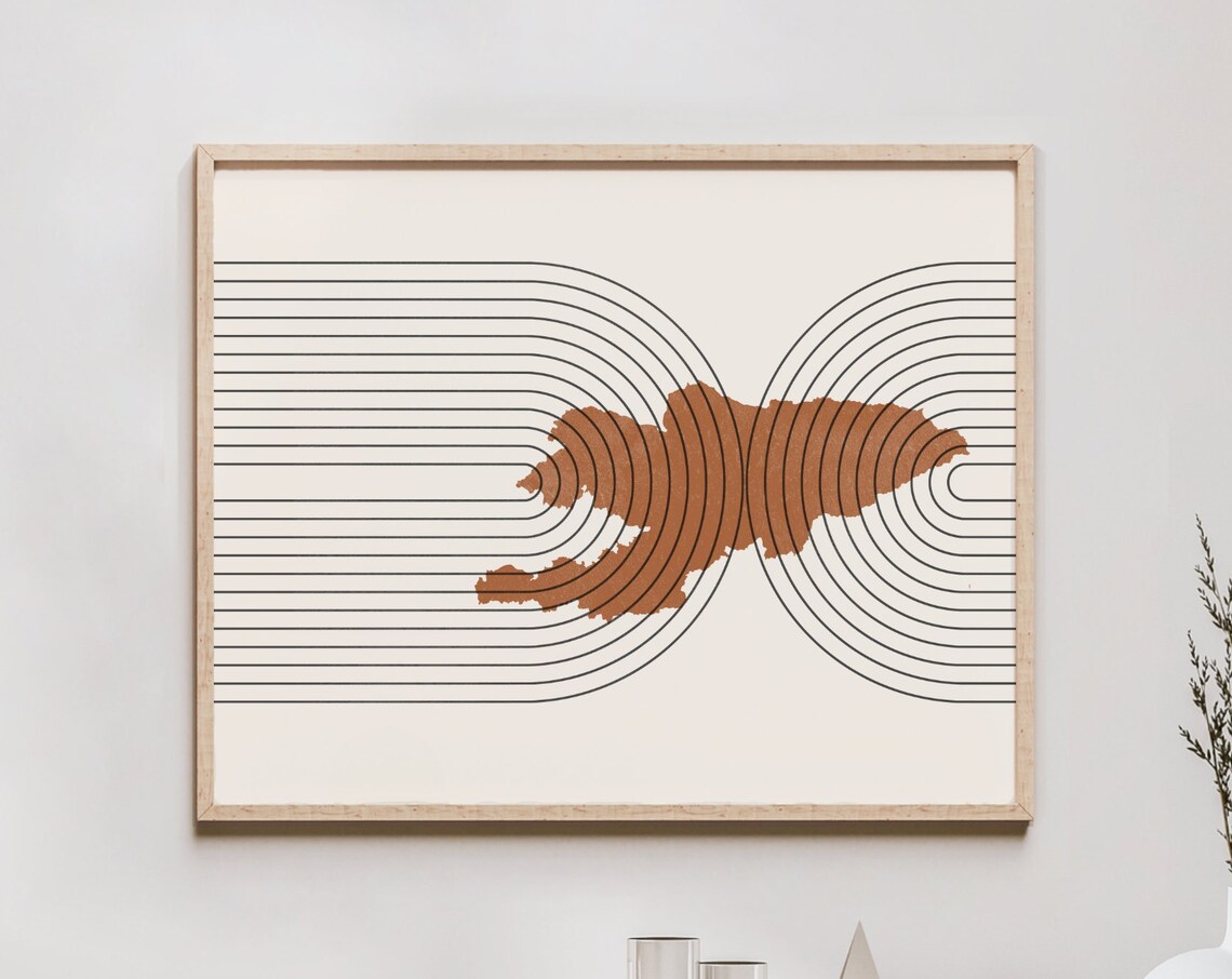 Kyrgyzstan Mid-Century Map Retro Decor Art Print